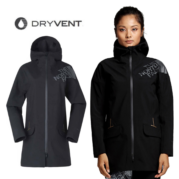 【美國 The North Face】零碼特價》女 款 中長防風連帽防水外套 DryVent 風雨衣夾克 北臉_3GJE