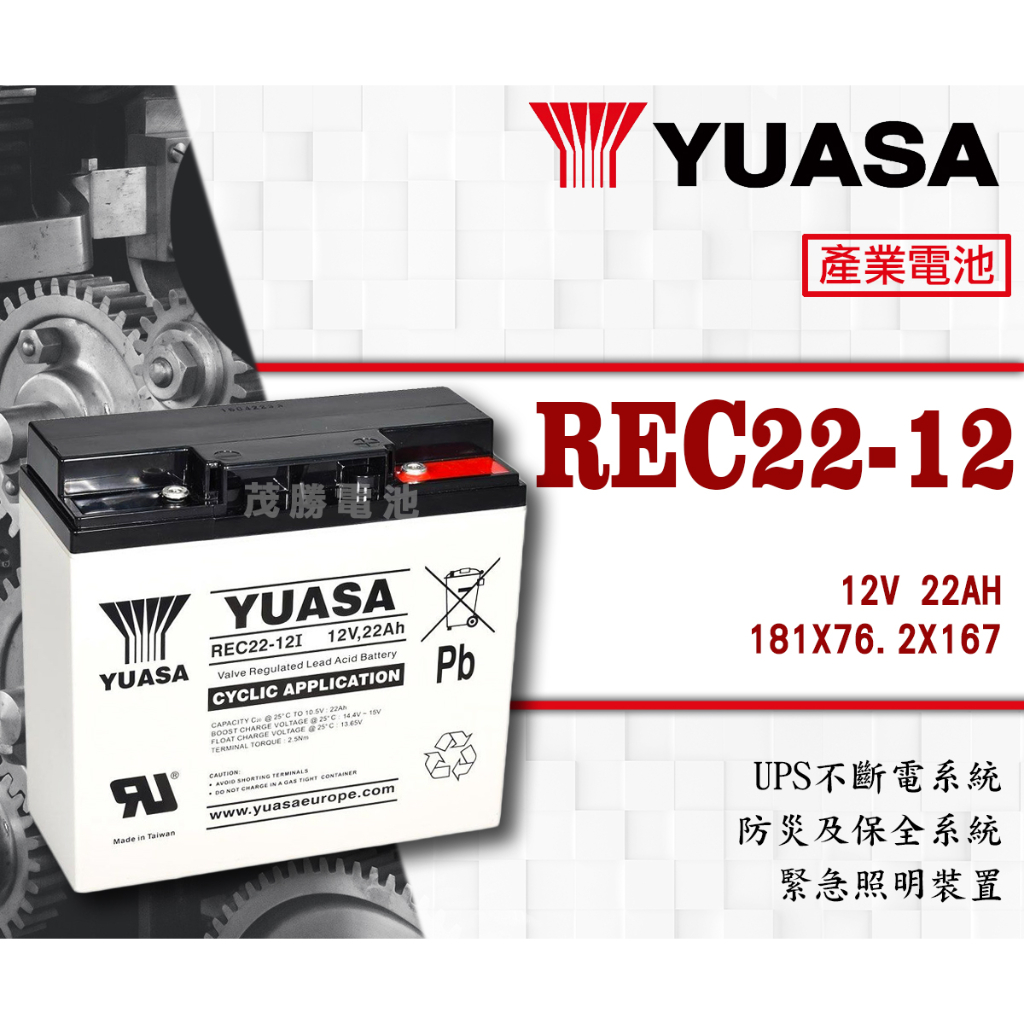 【茂勝電池】YUASA 湯淺 REC22-12I (12V22A) 電動機車 老人代步車可用