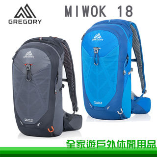 【全家遊戶外】GREGORY美國 MIWOK 18 男多功能登山背包 碳黑 射光藍 單日包 旅行背包 GG111480