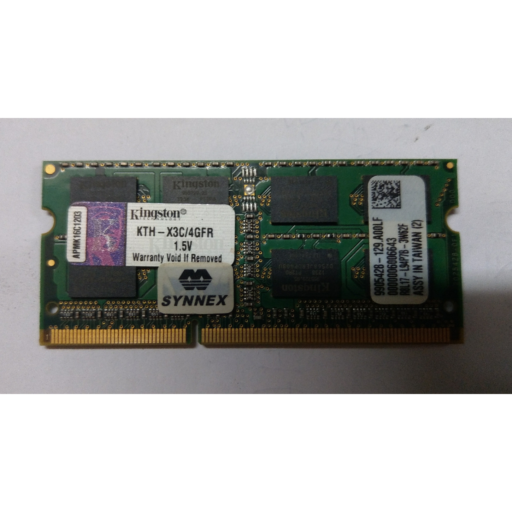 含稅 金士頓 筆電記憶體 4G DDR3  4GB KTH-X3C/4GFR 二手終保 08R118