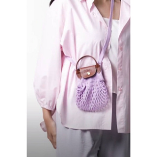 【現貨在台】正品Longchamp Le Pliage Filet XS mini小款丁香淡紫色紫羅蘭色編織漁網包 網袋