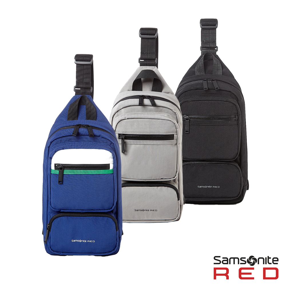 Samsonite RED 新秀麗 斜肩包/胸包/斜跨包/側背包/單肩包 MARSTON 輕量尼龍休閒多功能_黑/藍/灰