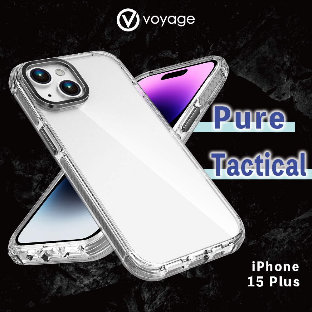 【VOYAGE】適用 iPhone 15 Plus(6.7") 超軍規防摔保護殼-Pure Tactical 黑