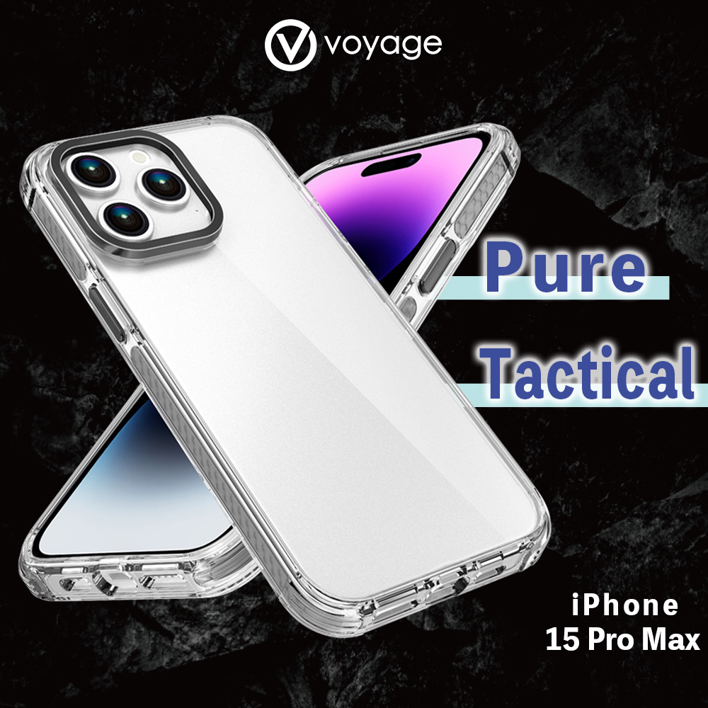 【VOYAGE】適用 iPhone 15 Pro Max(6.7") 超軍規防摔保護殼-Pure Tactical 黑