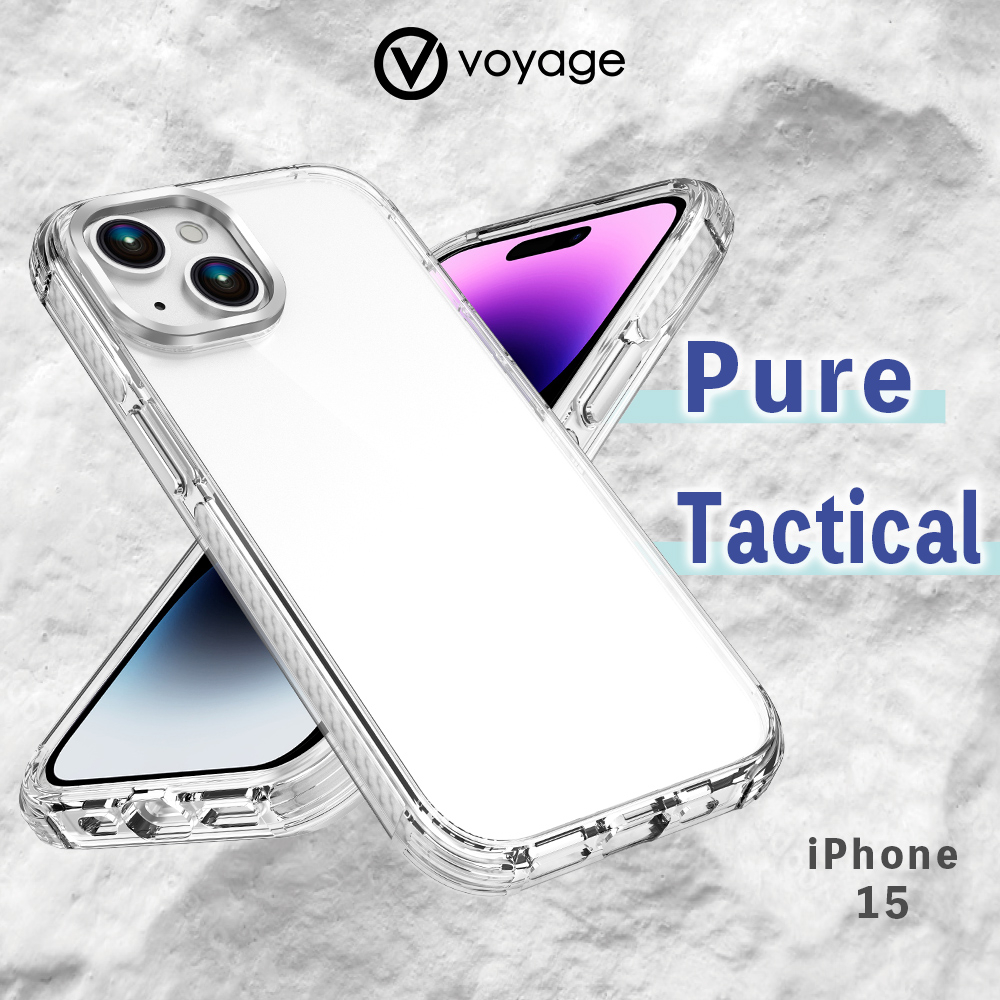 【VOYAGE】適用 iPhone 15(6.1") 超軍規防摔保護殼-Pure Tactical 白