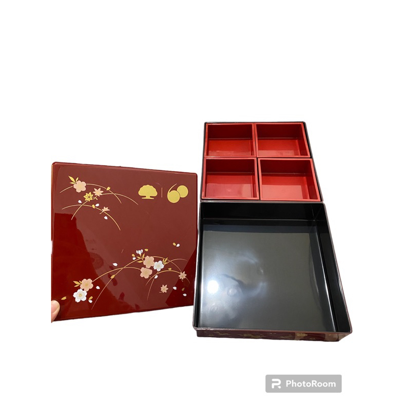 婆婆收藏家👵🏻 全新現貨 國泰 60週年 日本製 過年 漆器 工藝 二層 干菓盒 糖果盒 餅乾盒 零食盒 收納 堅果盒