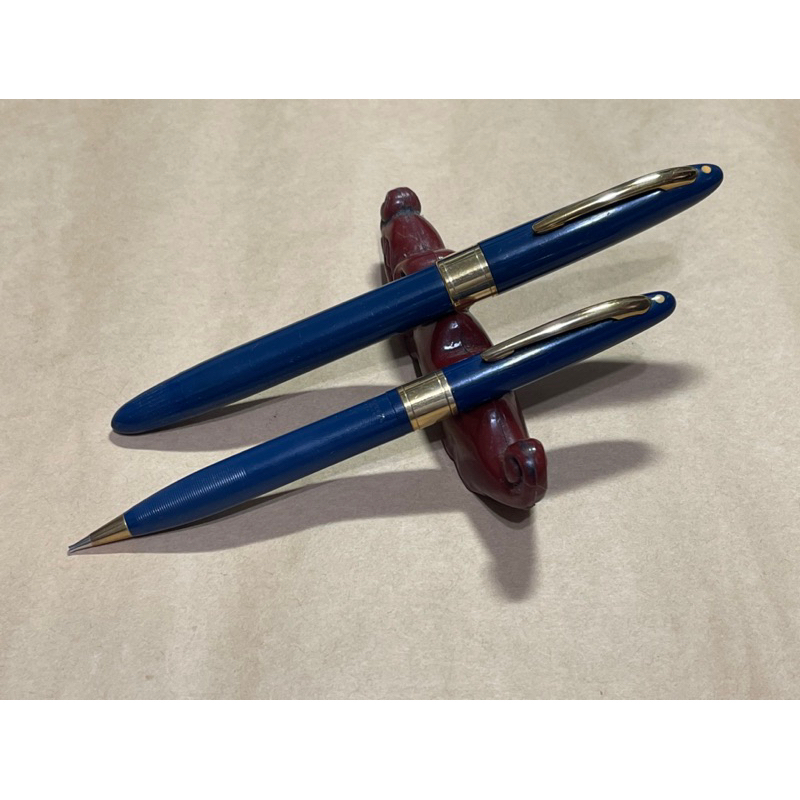 西華Sovereign 套組（鋼筆+自動鉛筆）藍色金夾金環；鋼筆：14K/空壓機上墨，自動鉛筆：0.9mm，旋轉出芯。