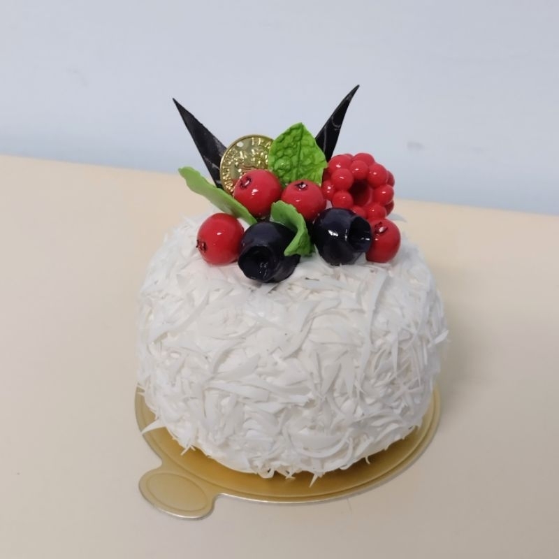 白巧克力莓果蛋糕  黏土成品 仿真蛋糕 創意甜品