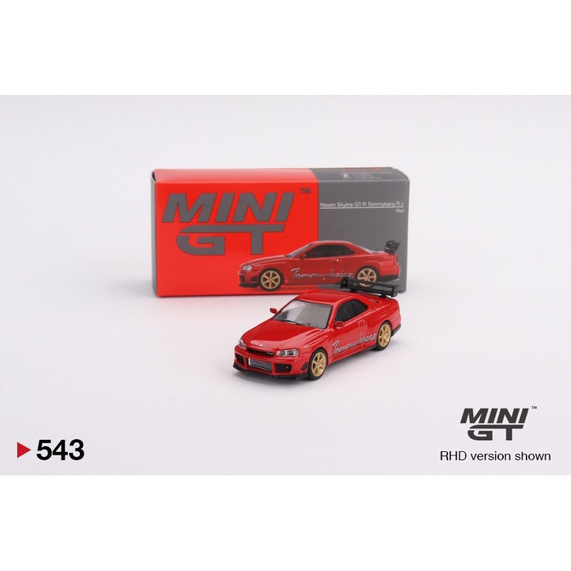 (附膠盒) MINI GT No.543 Nissan GT-R (R34) Tommykaira R-z Red