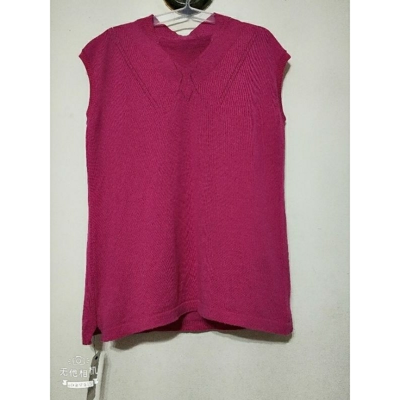 張養真設計師服飾 類夏姿氣質桃紫色100%美麗諾羊毛背心