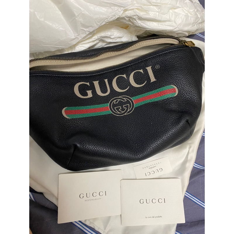 （已售）全新 腰包❤️ Gucci 復刻經典紅綠織帶牛皮腰包  正品