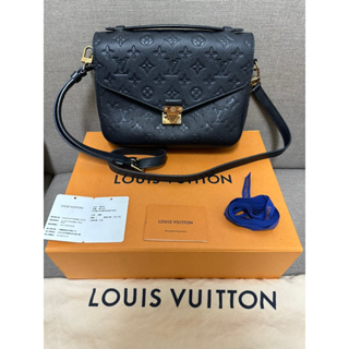 Louis Vuitton M41487 經典Pochette Metis系列Monogram壓紋全皮金釦郵差包（黑）