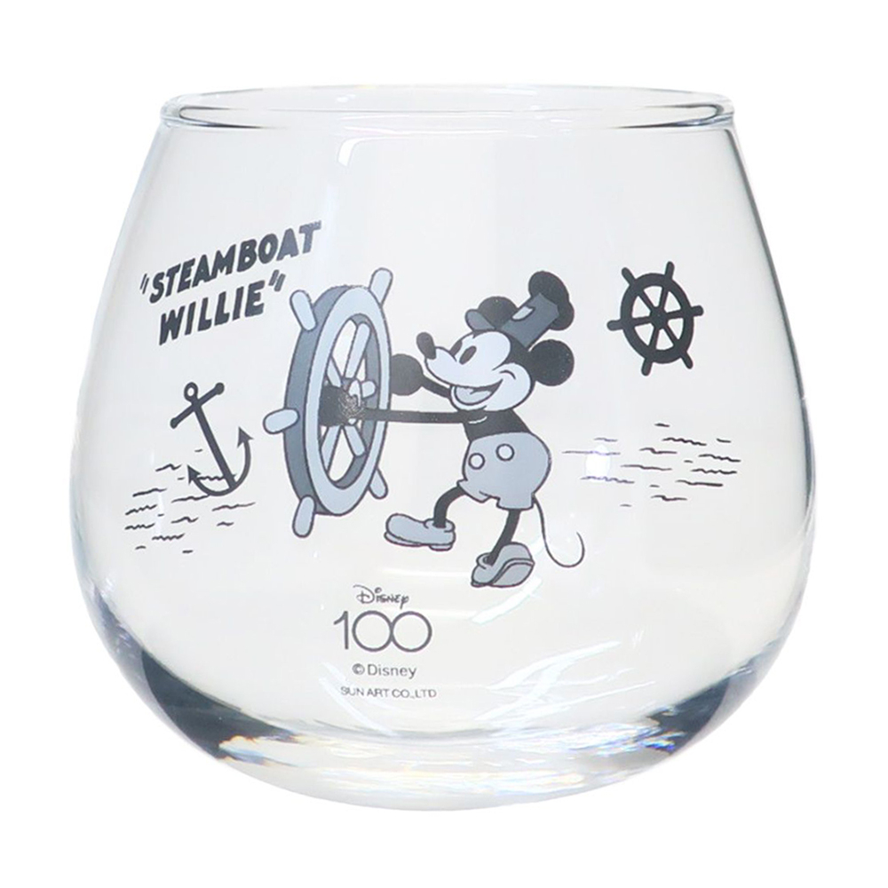 sunart 日本製 迪士尼100周年 百年慶典系列 不倒翁玻璃杯 米奇 汽船威利號 NR27316