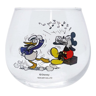 sunart 日本製 迪士尼 復古漫畫系列 不倒翁玻璃杯 米奇&唐老鴨 NR27090