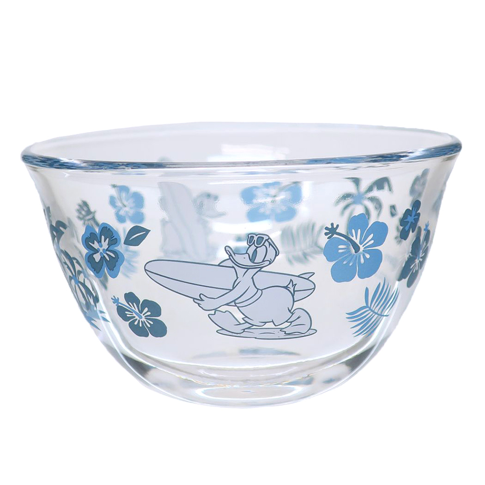 sunart 日本製 迪士尼 和風玻璃碗 甜點碗 9.5cm 唐老鴨 衝浪板 NR27249