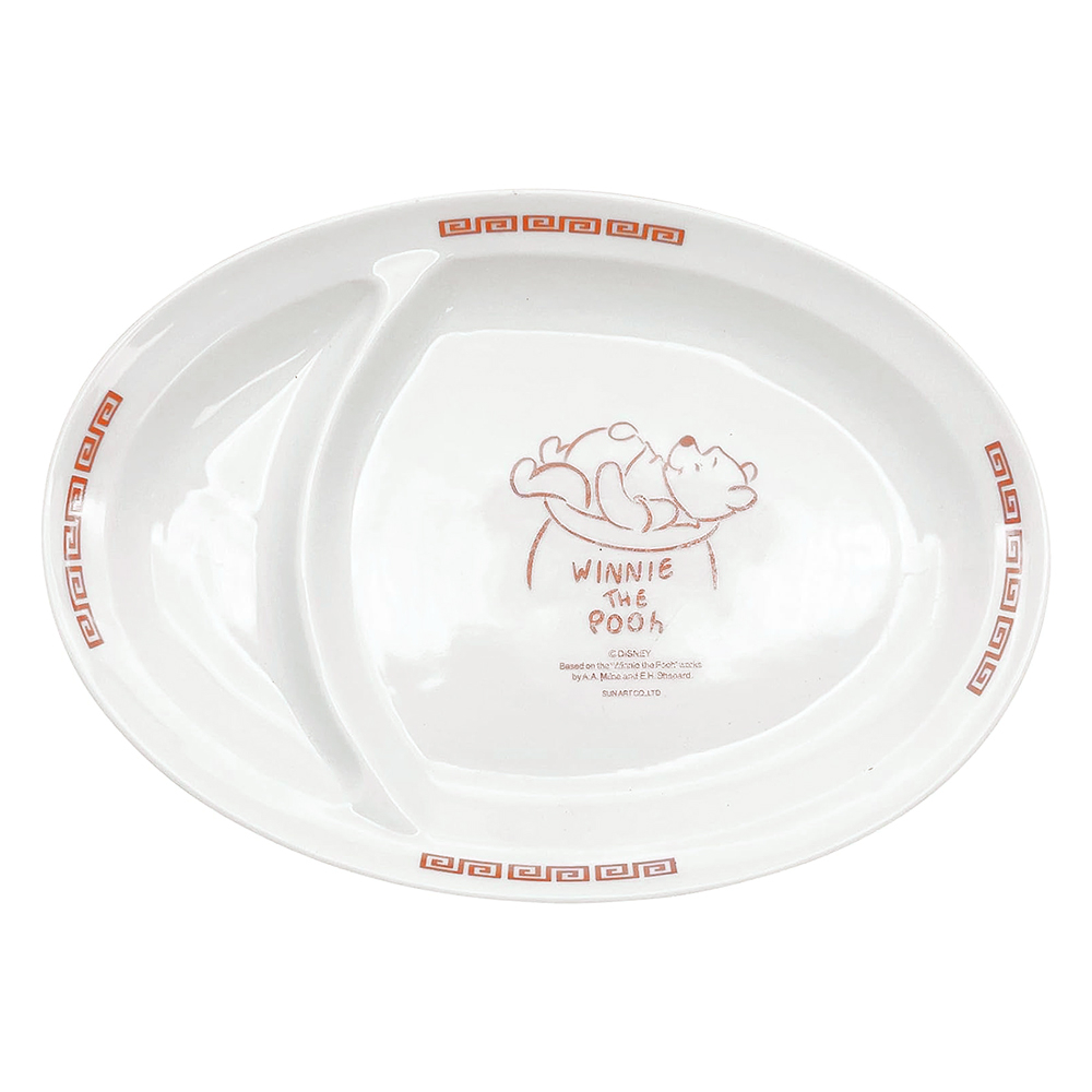 sunart 日本製 迪士尼 中華料理系列 陶瓷餐盤 餃子盤 小熊維尼 NR27304