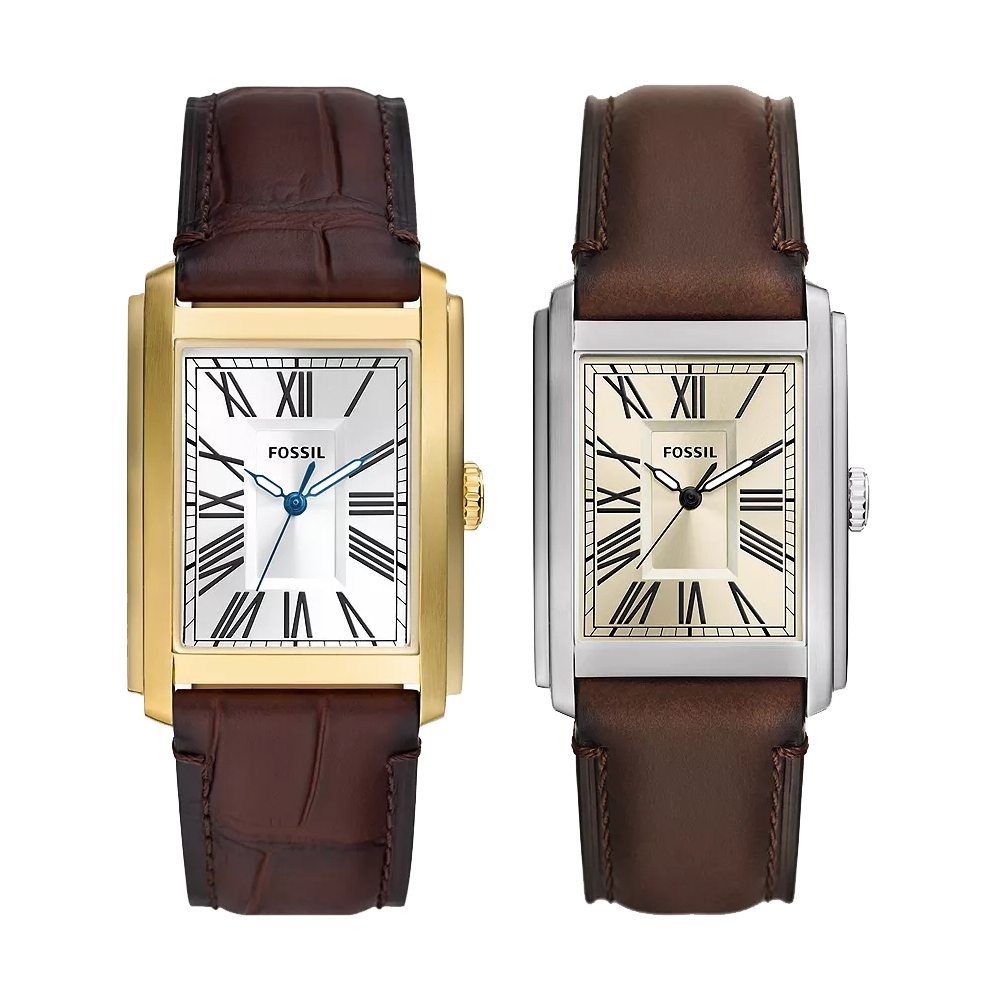 FOSSIL CARRAWAY系列 羅馬時標腕錶 皮錶帶 30MM 兩款可選 （FS6011/FS6012）