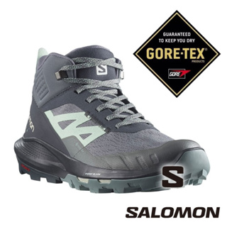 【SALOMON 法國】女OUTpulse GTX中筒登山鞋『烏木黑/靜灰/黑』470672