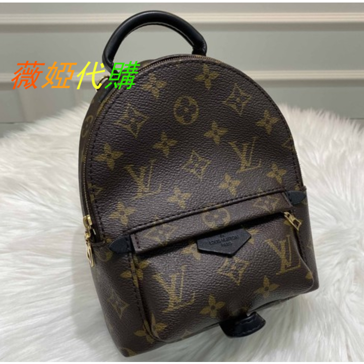 薇婭代購 LV 路易威登 PALM SPRINGS MINI 迷你後背包 雙肩包 M44873 老花款 精品 99新