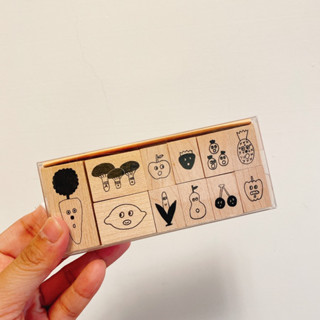 <木木·仕事部屋 Mu Mu Studio> 二手近全新 AIUEO STAMP 印章 可愛 水果 大象 文具 手帳