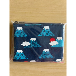 日式富士山雙層帆布卡夾零錢包