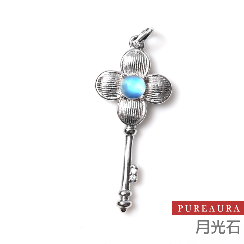 【Pureaura ® 純粹水晶寶石】頂端玻璃體月光石花開富貴之鑰墜