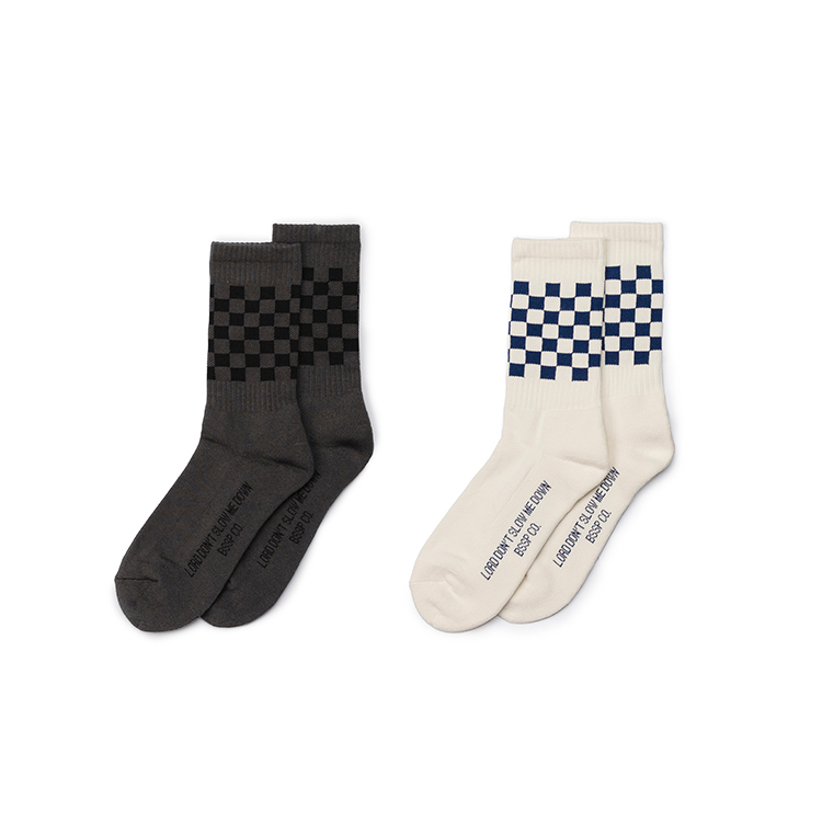 [B-SIDE]BSSP RACING FLAG SOCKS 復古騎士風棋盤格長襪 中筒襪 運動襪 雙色組