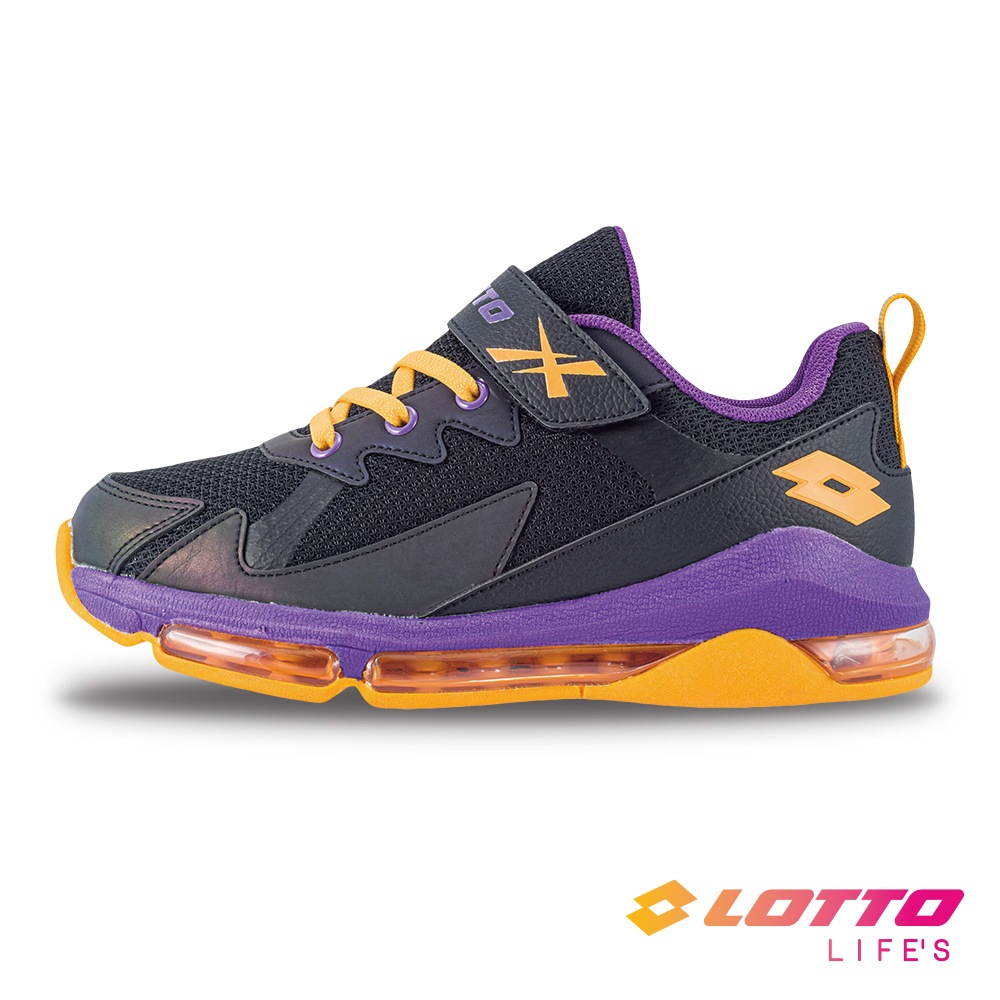 【LOTTO 義大利】童鞋 閃電 LIGHTNING 氣墊籃球鞋(黑/紫-LT3AKB8970)21~24.5CM