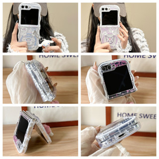 簡約塗鴉美樂蒂 玉桂狗 庫洛米Samsung ZFlip5 6摺疊保護殼 Galaxy Flip4 Flip3防摔手機殼