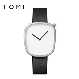 TOMI特米鵝卵石手錶石英錶時尚男女皮帶表簡約方形手錶