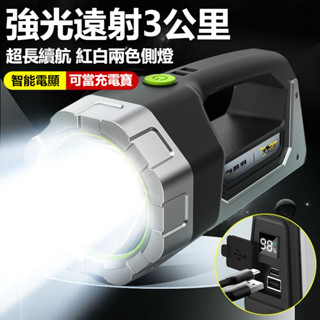 現貨🔥強光手電筒 手提探照燈 礦燈 可充電 戶外超亮手電筒 大功率LED手電筒 遠射家用巡邏手電筒
