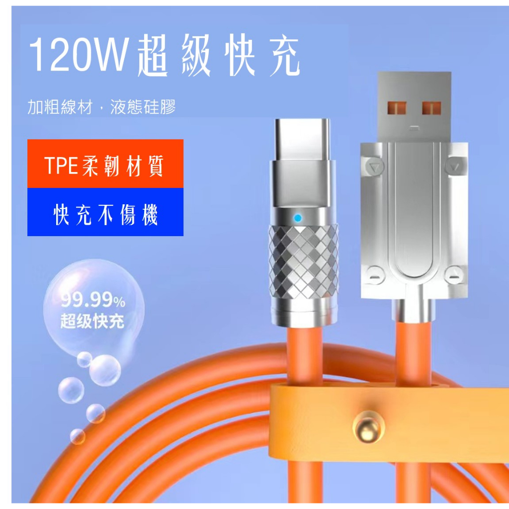 120W 鋁合金 充電線 6A 手機 電腦 鋅合金矽膠 USB PD 傳輸線  安卓 蘋果 TYPEC快充線