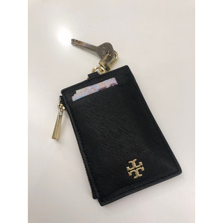 TORY BURCH EMERSON 金字防刮皮革拉鍊零錢包證件票卡夾