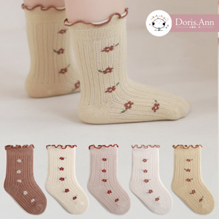 【Doris.Ann】復古小花中筒襪 寶寶襪子 嬰兒襪子 兒童襪子 童襪(現貨童裝)