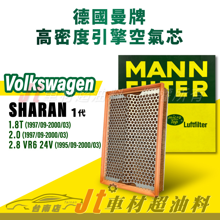Jt車材台南店- MANN 空氣芯 引擎濾網 福斯 VW SHARAN 有局部黃斑 出清 介意者勿下單
