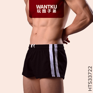 【WANTKU 玩酷子弟】素色雙線外綁繩短褲 - HTS33722 （黑）