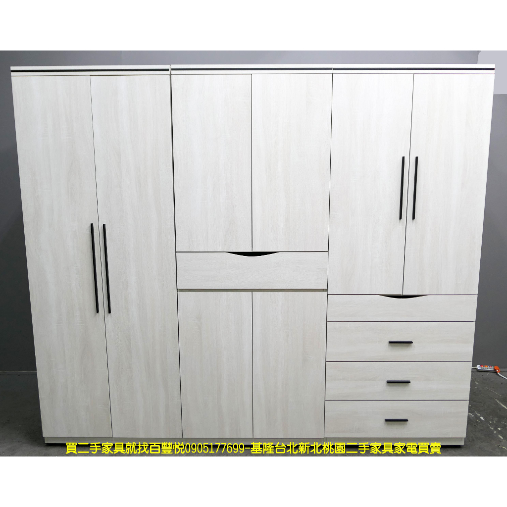 台北二手家具＃百豐悅 新北二手傢俱-庫存新品 雪松色 8尺 衣櫃 房間櫃 櫥櫃 儲物櫃 邊櫃 永和二手家具 信義二手家具