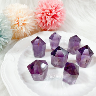 【光之捕夢網】紫水晶柱 天然巴西紫水晶單尖柱擺件六面柱能量消磁原礦石