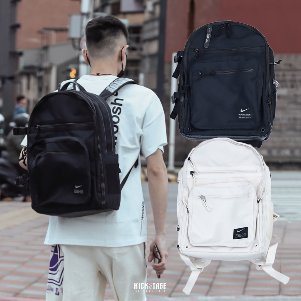 NIKE UTILITY POWER BACKPACK 黑色 米白 氣墊 大容量 多夾層 後背包【CK2663-010】