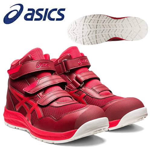 日本亞瑟士asics塑鋼安全鞋  魔鬼氈 CP216 高筒輕量塑鋼頭 紅色 工作鞋 寬楦舒適 防滑耐油 做工的人