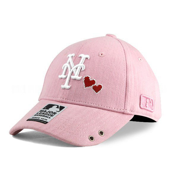 【MLB Old Fashioned Cap】大都會 NY 粉紅 粉 老帽 愛心 人字布【ANGEL NEW ERA 】