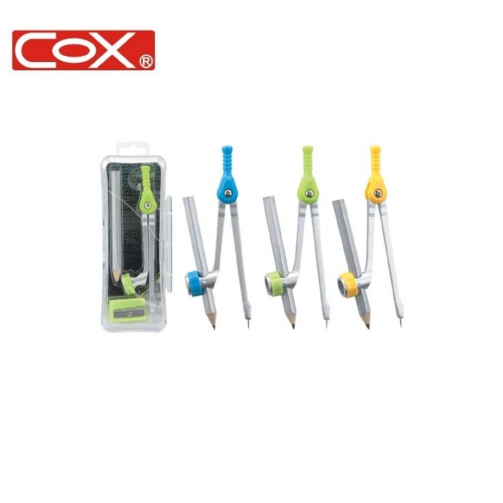 COX三燕 D-300便利型圓規 顏色隨機 最大畫圓半徑14cm 附鉛筆款 尺規 圓規組 數學教具