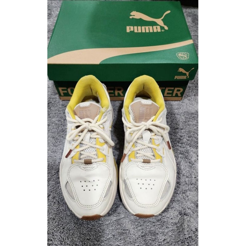 二手真品Puma Orkid D.South Wn’s 白色 米白黃焦糖底 厚底增高女鞋 老爹鞋 休閒鞋38號