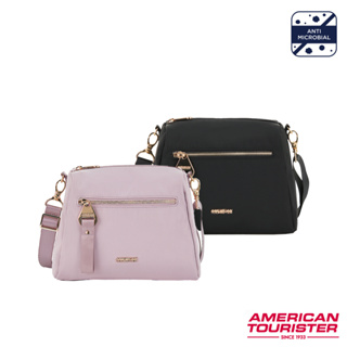 AT美國旅行者 AMERICAN TOURISTER 斜肩包/側背包/肩背包ALIZEE DAY女用日常休閒抗菌_黑/紫