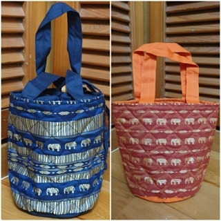 【全新】泰國紀念品 泰國大象 束口水桶包 提袋 便當袋 收納包 午餐袋 餐袋 圖騰