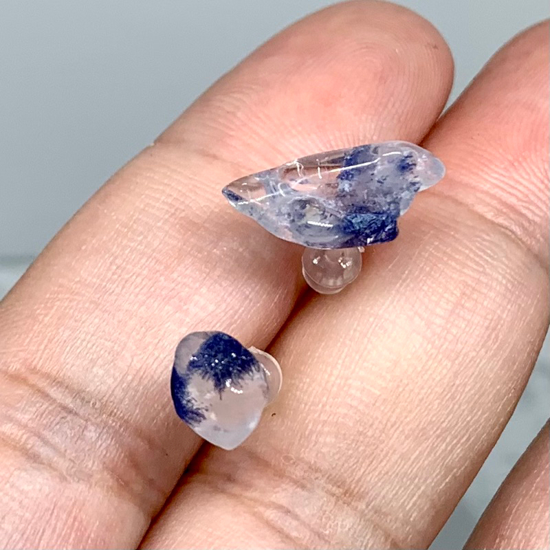 【クロエ企画】天然石✨藍線石水晶✨耳釘 耳針 養耳洞 抗過敏耳針#p012