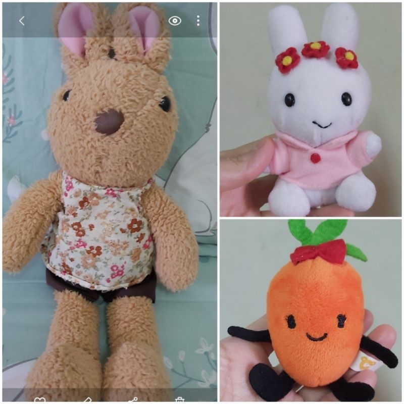 二手 三件組 大小兔子娃娃 稀有限量紅蘿蔔造型人偶 玩偶 玩具 布偶