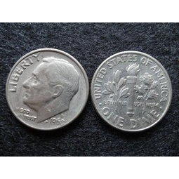 【全球硬幣】美國1968年D記 1角10分鎳幣one dime 稀有羅斯福總統