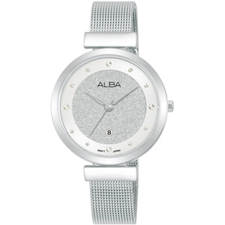 ALBA 雅柏 米蘭帶晶鑽女錶 32mm 銀（AH7CG9X1／VJ22-X403S）
