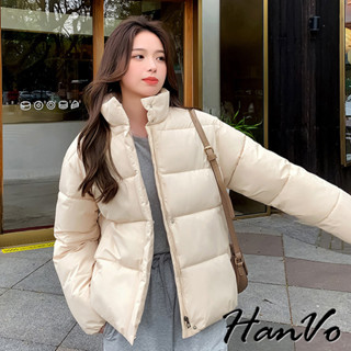 【HanVo】超保暖寬鬆冬季羽絨外套 質感時尚顯瘦立領羽絨外套 韓系女裝 女生衣著 A07-4982